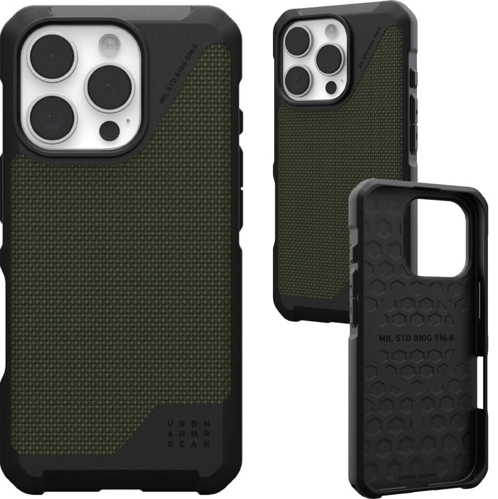 Etui pancerne Urban Armor Gear Metropolis LT Mag do MagSafe do iPhone 16 Pro, oliwkowo-czarne z kevlarem