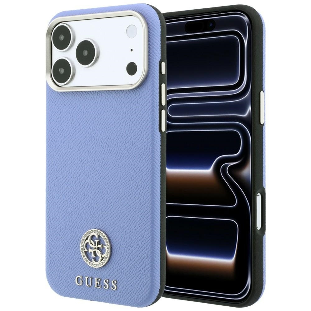 Etui Guess Grained Round Strass Logo do iPhone 18 Pro Max / 17 Pro Max do MagSafe, niebieskie