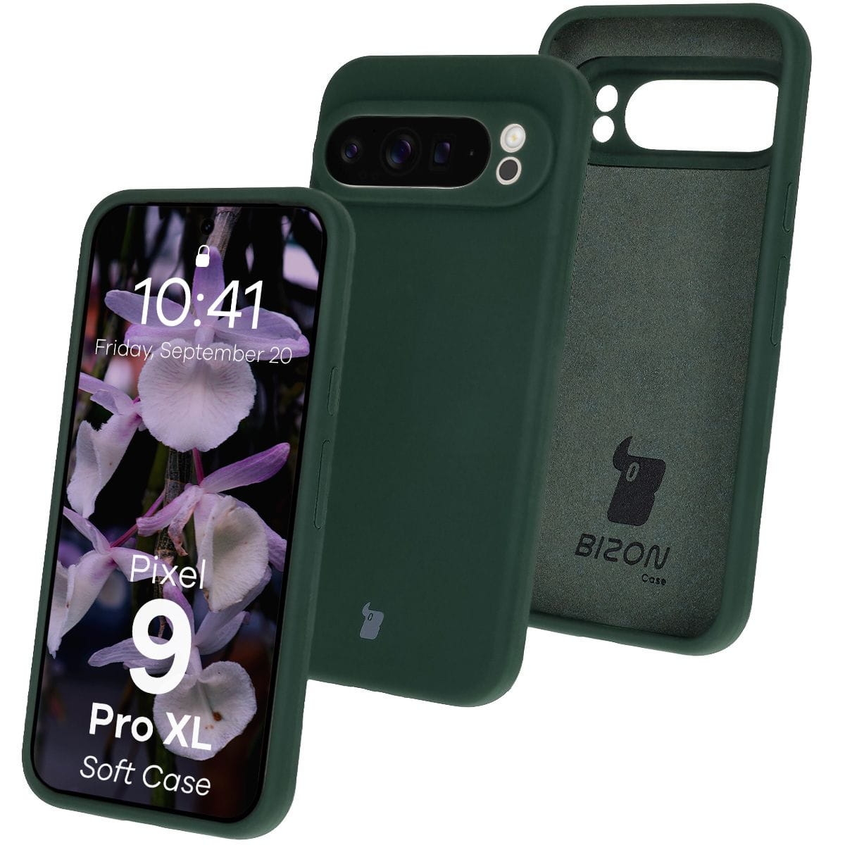 Image of Silikonowe etui Bizon Soft Case do Google Pixel 9 Pro XL, ciemnozielone