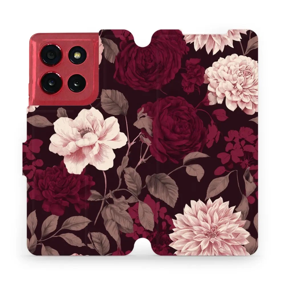 Etui z klapką do Motorola Moto G86 Power 5G, Mobiwear Book, wino i dalie