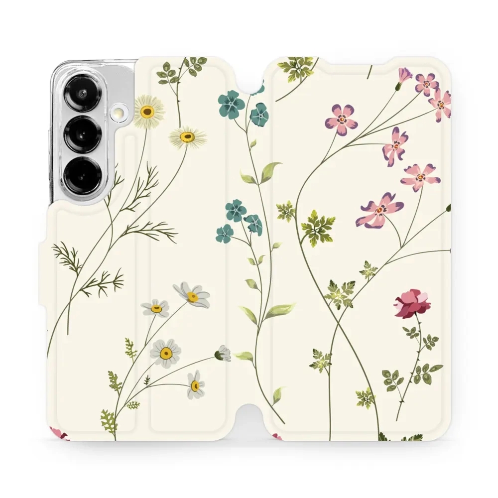 Etui z klapką do Galaxy S25, Mobiwear Book, polne kwiaty