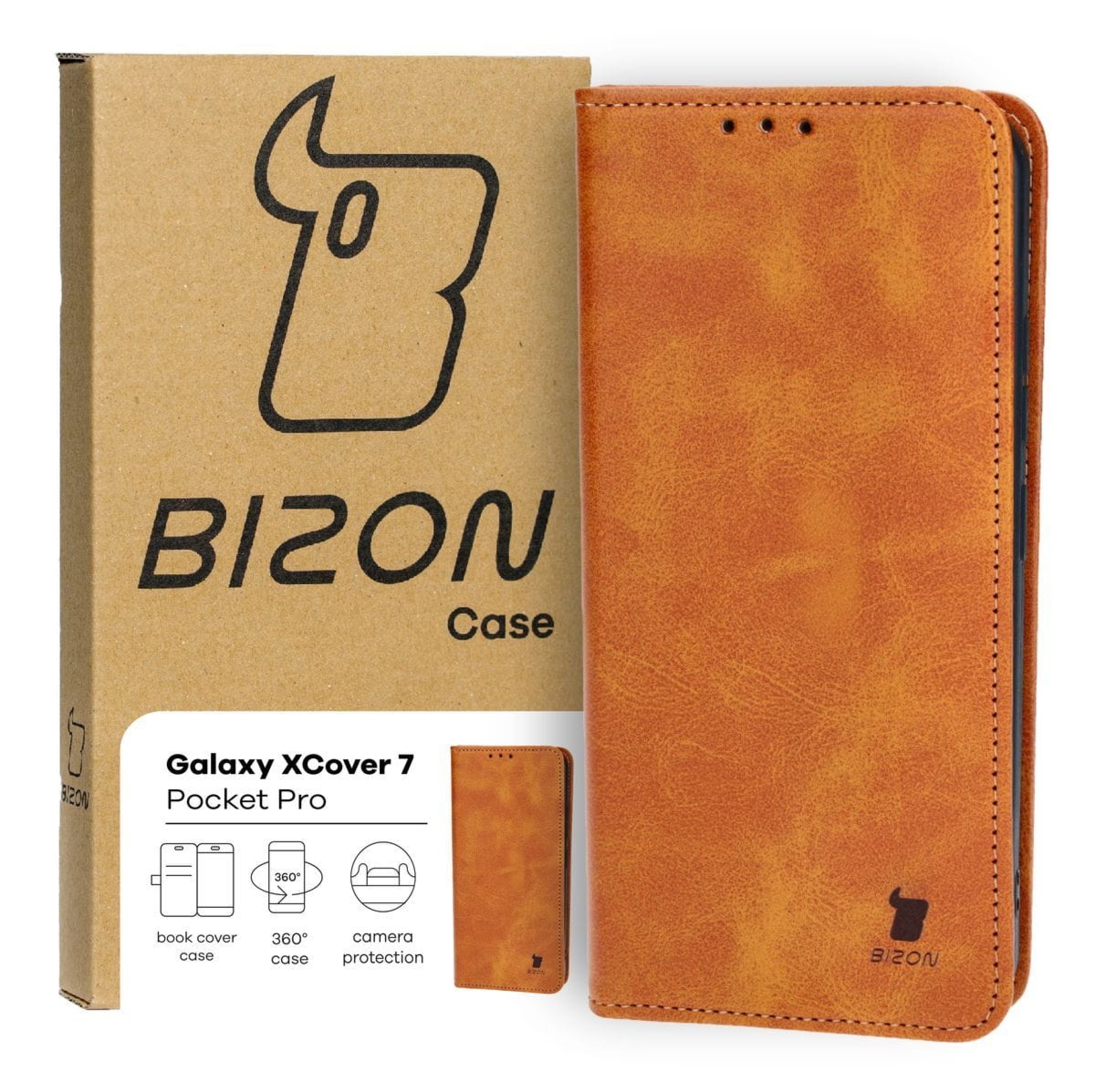 Etui z klapką Bizon Case Pocket Pro do Galaxy Xcover7, brązowe