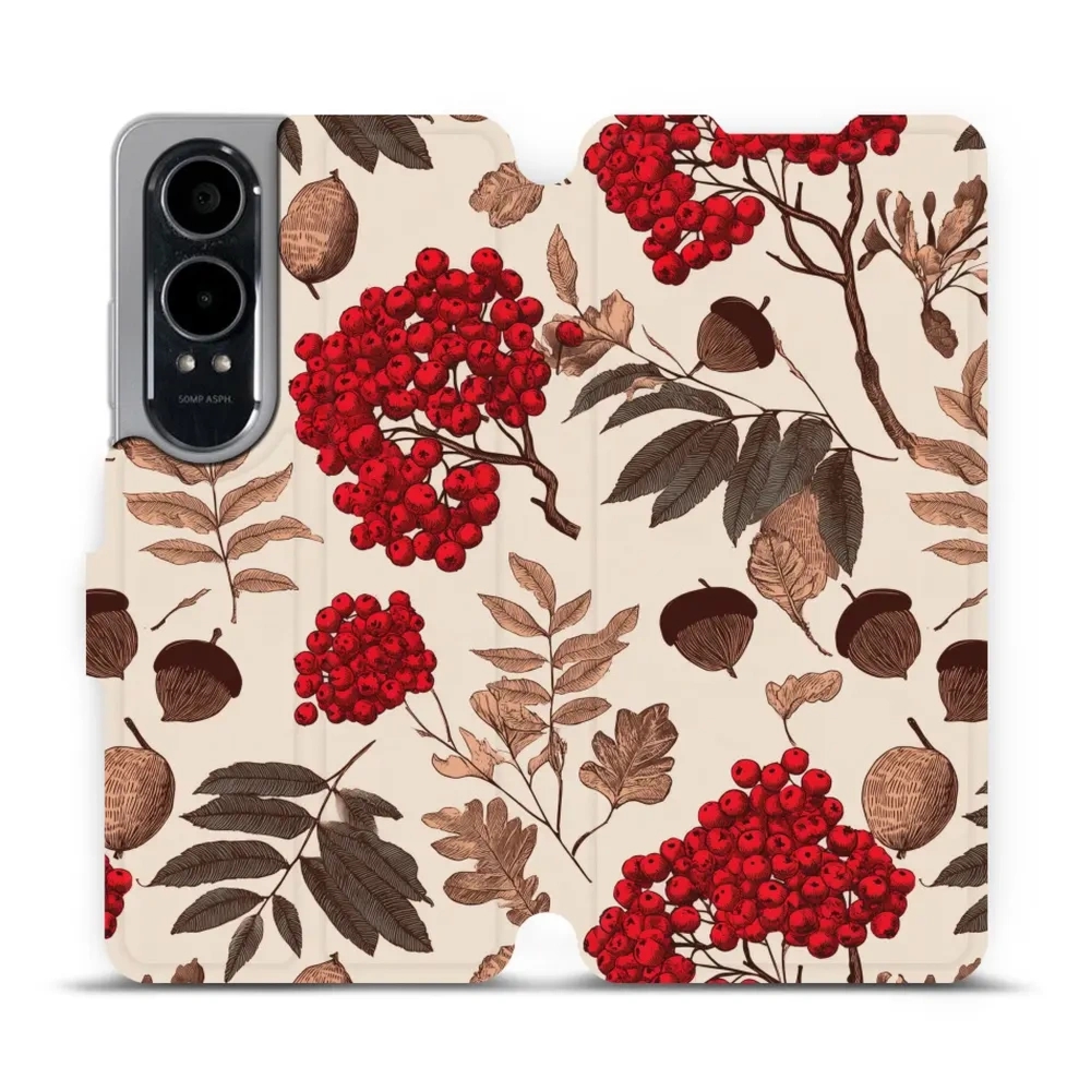 Etui z klapką do OnePlus Nord CE4 Lite 5G, Mobiwear Book, jarzębina na ecru