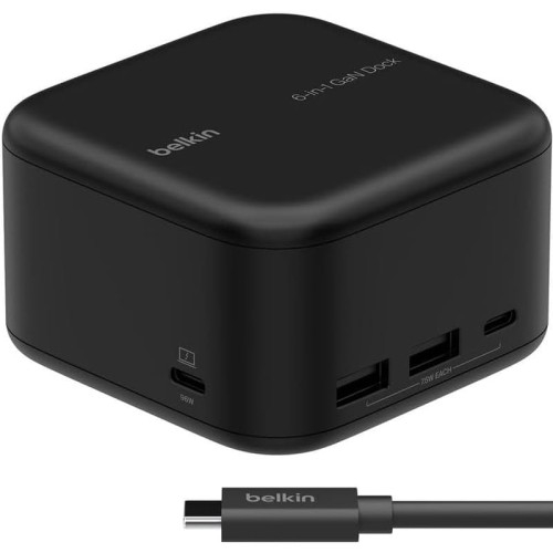 Image of Stacja, hub Belkin Connect USB-C 6in1 Core GaN Dock 130W, czarna