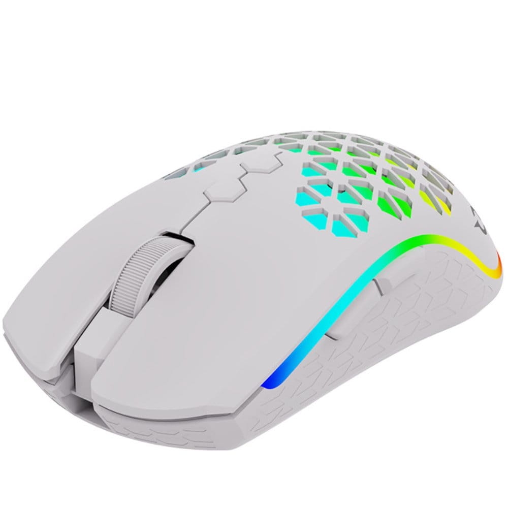 Image of Myszka bezprzewodowa gamingowa RGB, AQIRYS Polaris, 2.4GHz + USB-C, 16K DPI, biała