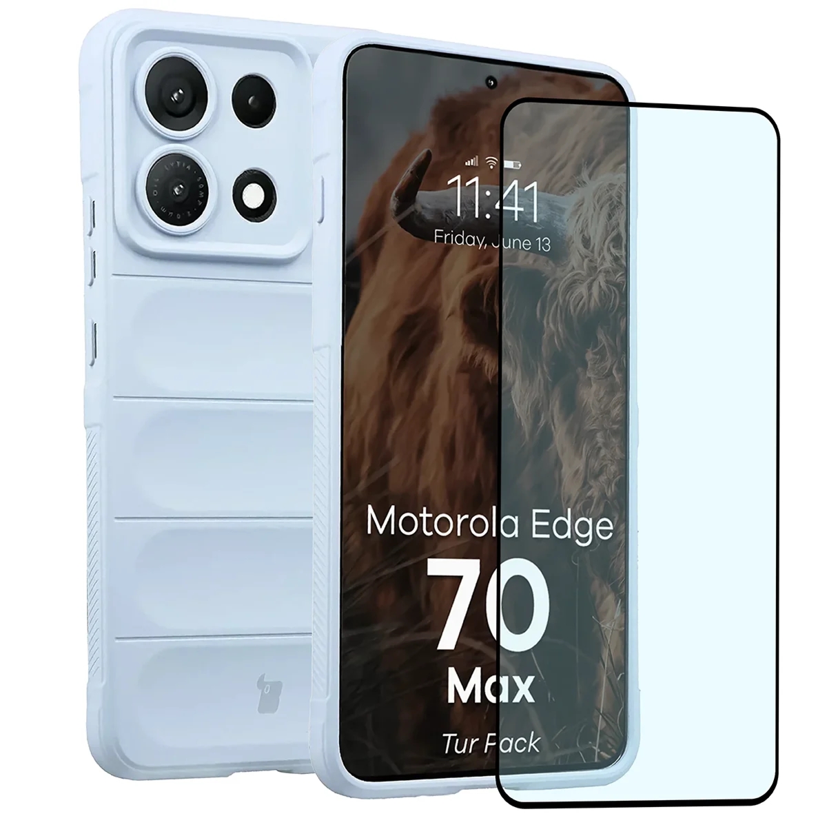 Pancerne etui + szkło hartowane Bizon Tur Pack do Motorola Edge 70 Max, jasnoniebieskie