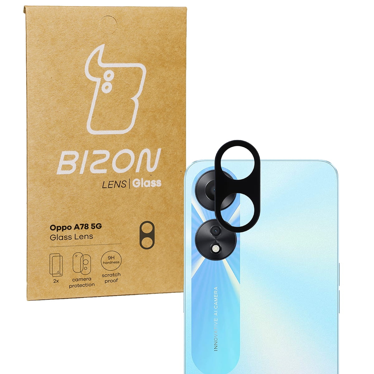 Image of Szkło na aparat Bizon Glass Silk Lens do Oppo A78 5G, 2 sztuki