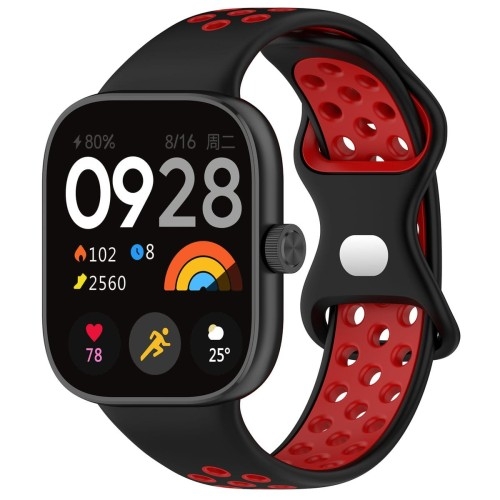 Image of Pasek Bizon Strap Watch Octo do Xiaomi Redmi Watch 4/Xiaomi Band 8 Pro, czarno-czerwony