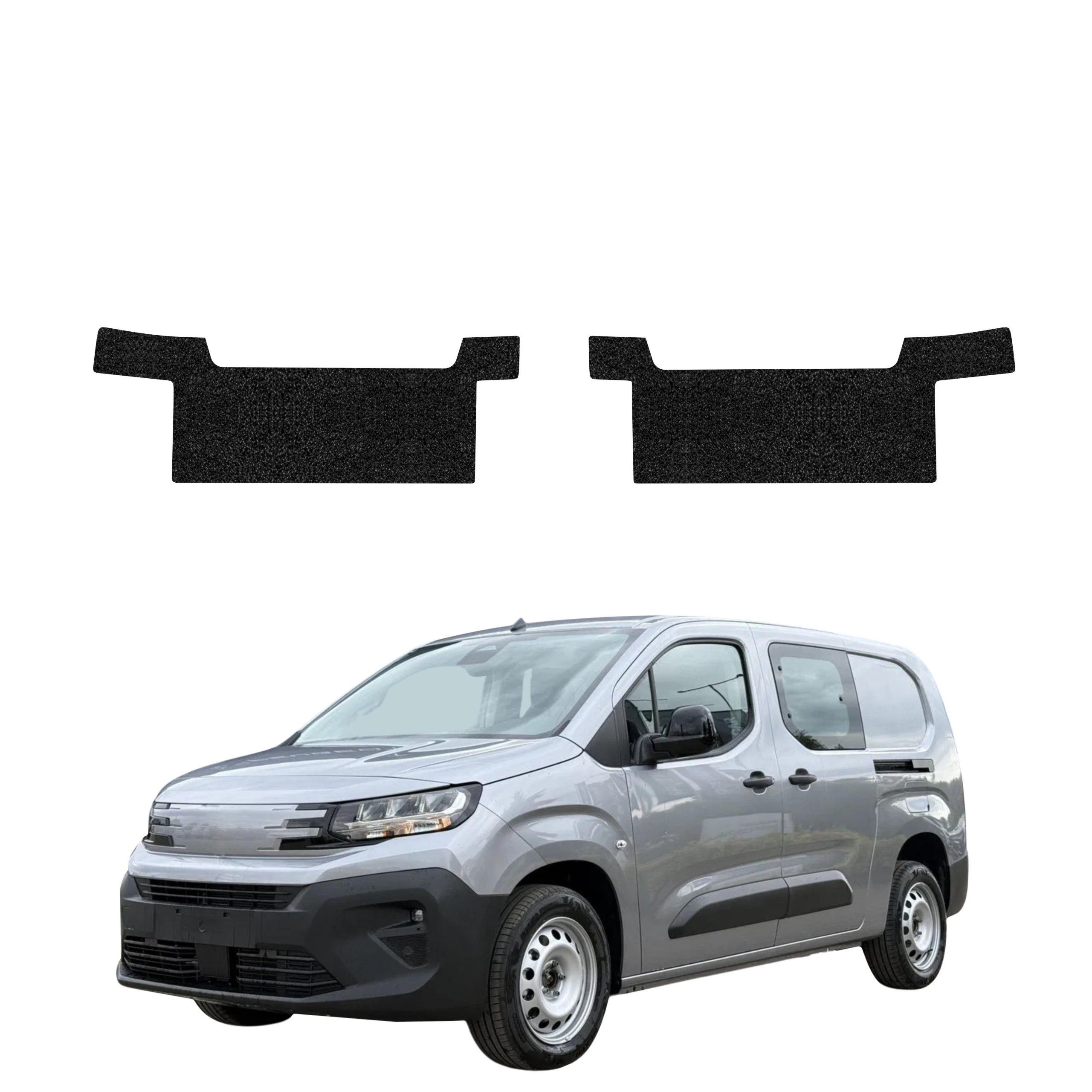 2w1 Czarna powłoka techniczna Grizz Protector na przednie progi Peugeot Partner (2018-2026)
