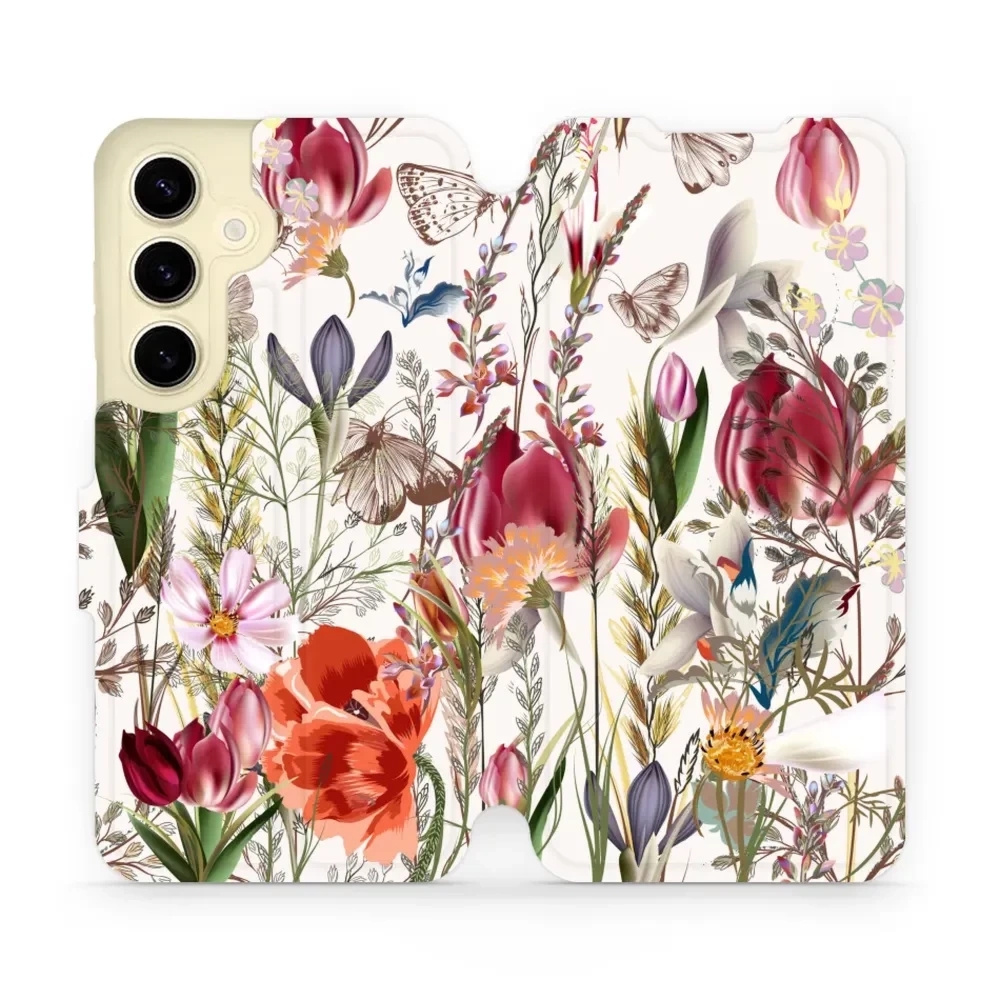 Etui z klapką do Galaxy S24, Mobiwear Book, bukiet kwiatów