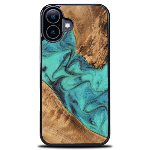 Image of Drewniane etui do iPhone 16, Bewood Unique Turquoise