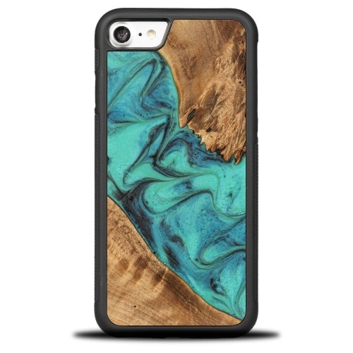 Image of Drewniane etui Bewood do iPhone SE 2022/2020, 8/7, Turquoise