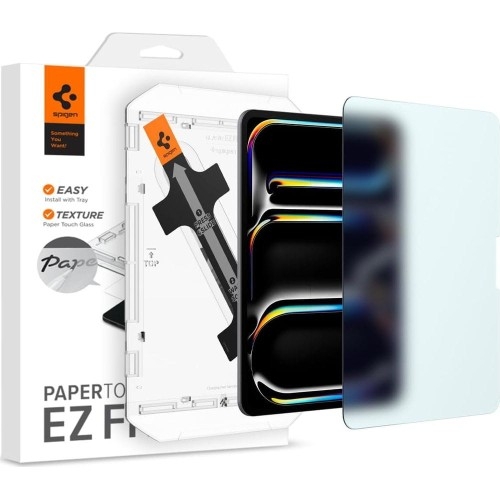 Image of Szkło + Aplikator Spigen Paper Touch EZ Fit do iPad Pro 11" 5 gen. 2024, matowe