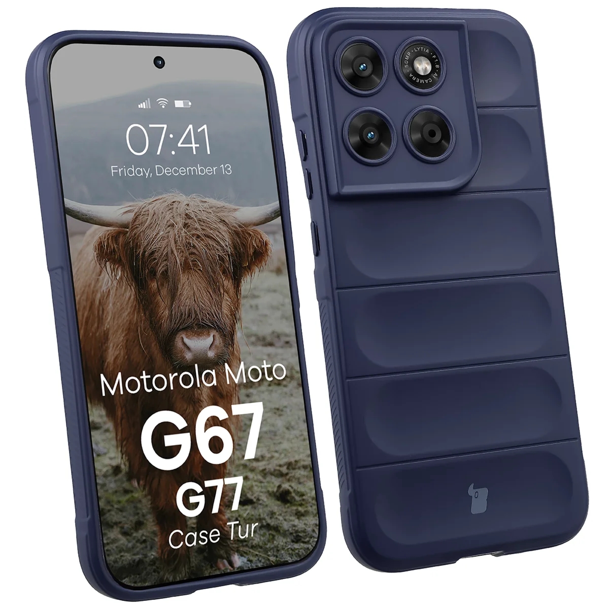 Pancerne etui Bizon Case Tur do Motorola Moto G87 5G / G77 5G / G67 5G, granatowe