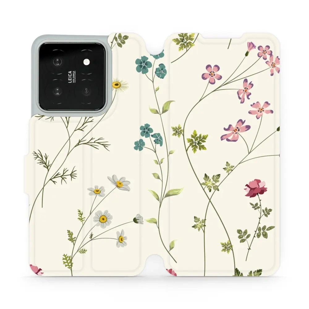 Etui z klapką do Xiaomi 14, Mobiwear Book, polne kwiaty