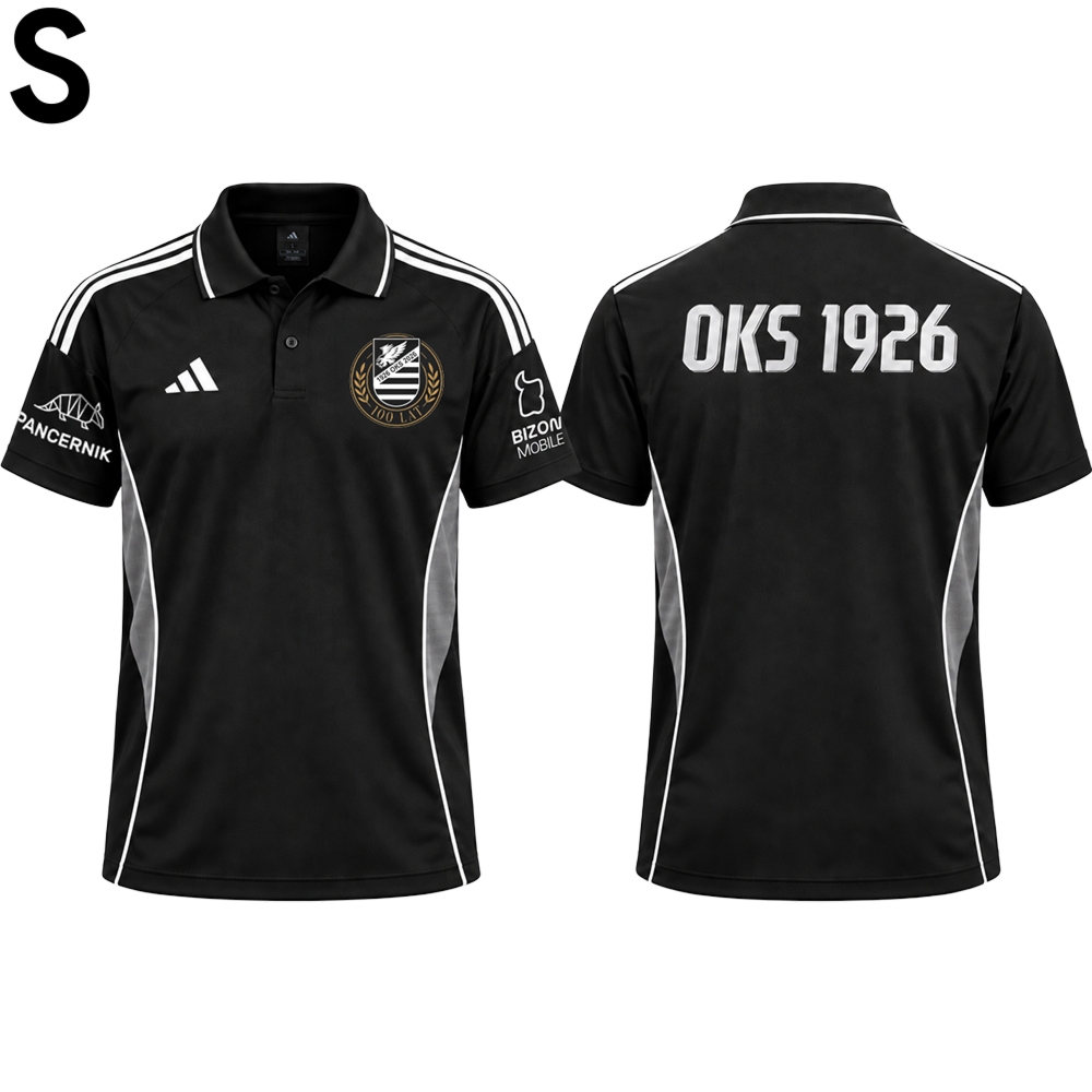 Polo sportowe, piłkarskie, adidas Tiro 25 OKS 1926 x Pancernik, czarne, S