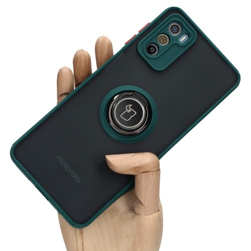 Image of Etui Bizon Case Hybrid Ring do Motorola Moto G42, ciemnozielone