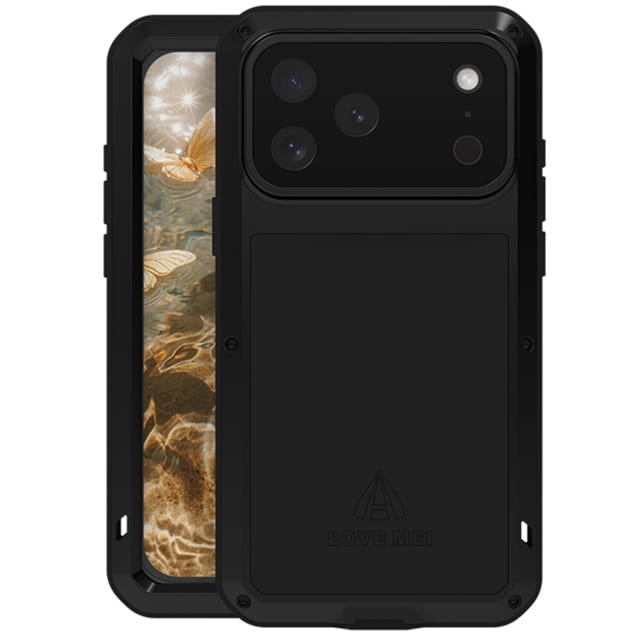 Etui pancerne + szkło LOVE MEI Powerful do iPhone 17 Pro Max, czarne