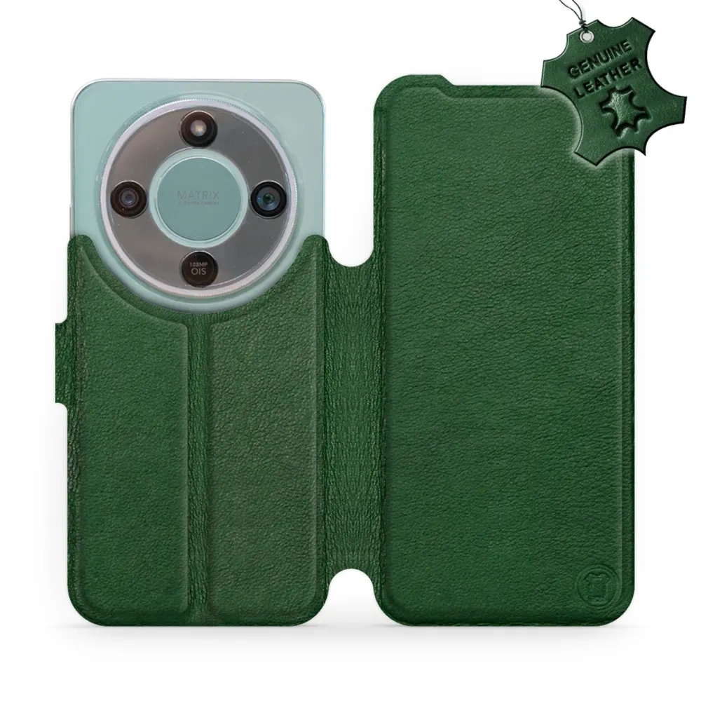 Etui z naturalnej skóry do Honor Magic8 Lite, Mobiwear Leather, zielone