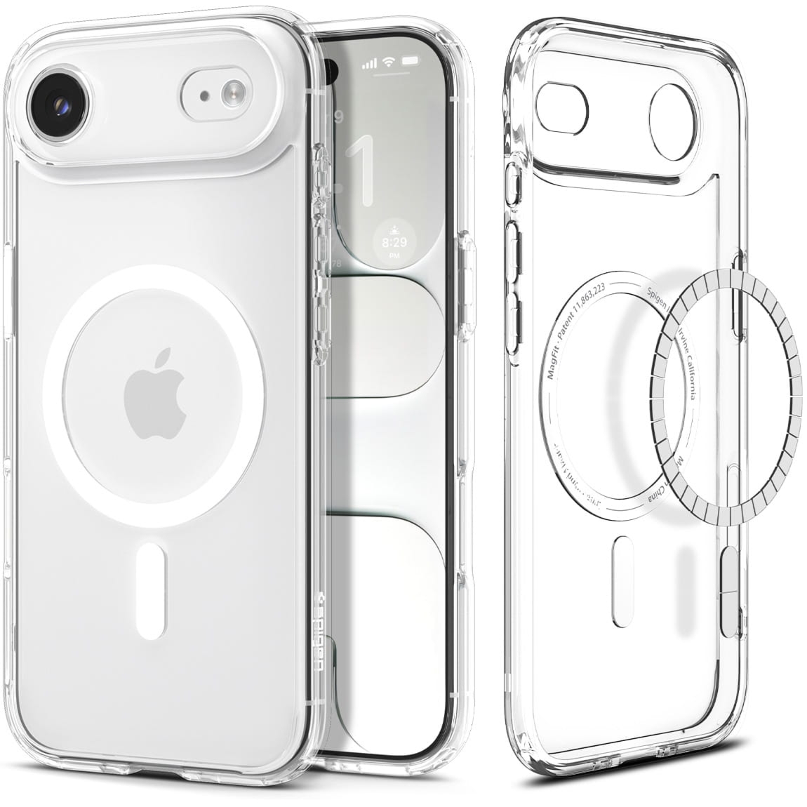 Etui Spigen Ultra Hybrid Mag do MagSafe do iPhone Air, przezroczysto-białe