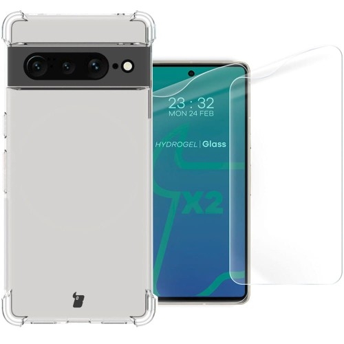 Image of Etui + 2x folia Bizon Case Clear Pack do Google Pixel 7 Pro, przezroczyste