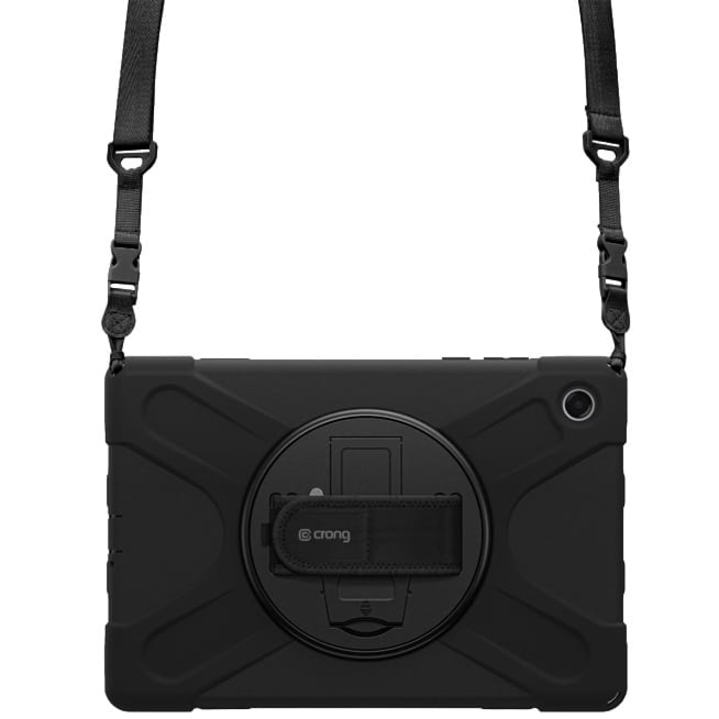 Etui z paskiem na ramię, pancerne do Galaxy Tab A11 Plus,  Crong Defender Plus, czarne