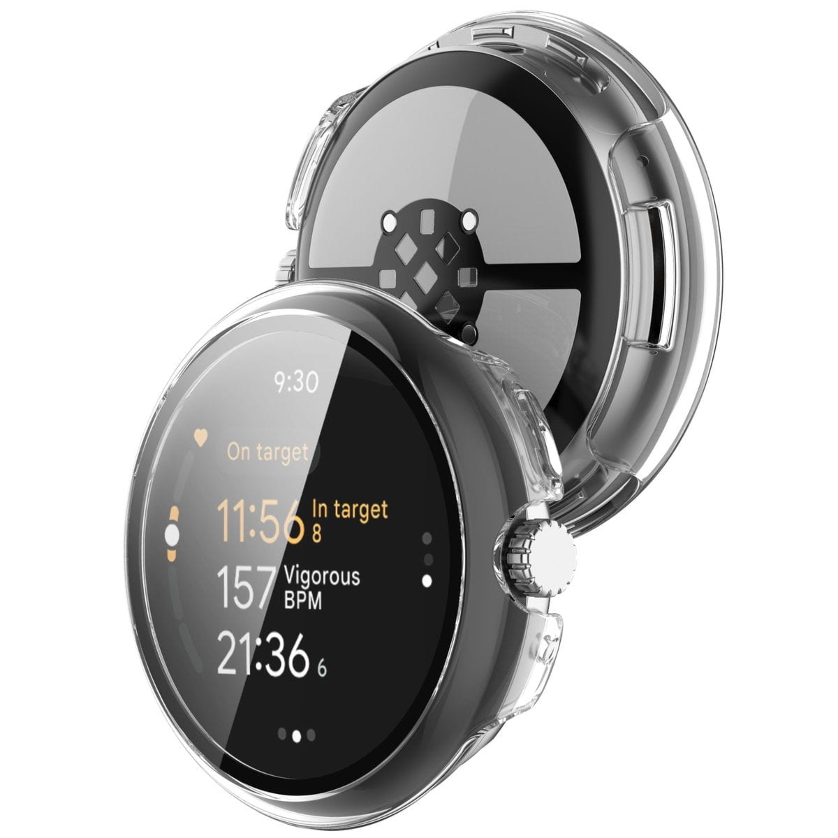 Etui ze szkłem do zegarka Bizon Case Watch Adamo do Google Pixel Watch 3 41mm, przeźroczyste