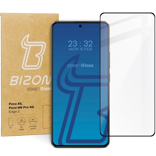 Image of Szkło hartowane Bizon Glass Edge 2 do Xiaomi Poco X6 / Poco M6 Pro 4G / Redmi Note 13 5G / Redmi Note 13 Pro 4G/5G