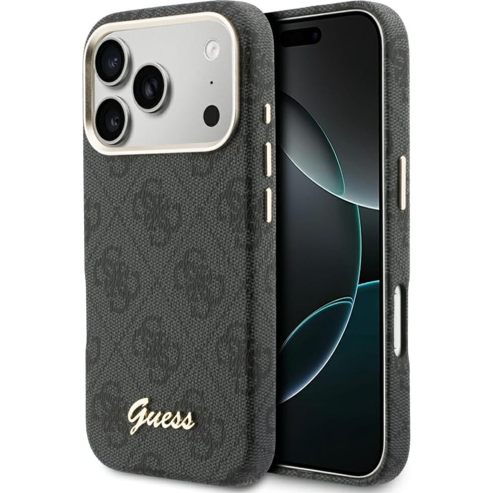 OUTLET: Etui Guess Script 4G Logo do MagSafe do iPhone 17 Pro Max, czarne