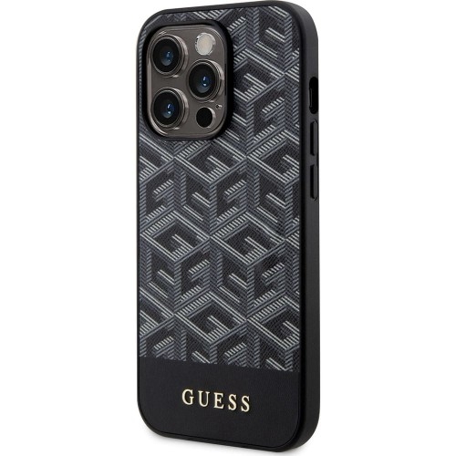 Image of Etui Guess GCube Stripes MagSafe do iPhone 14 Pro, czarne