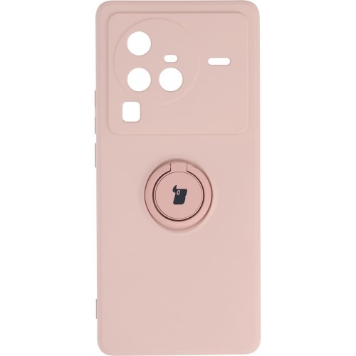 Image of Etui Bizon Case Silicone Ring Sq do VIVO X80 Pro, jasnoróżowe