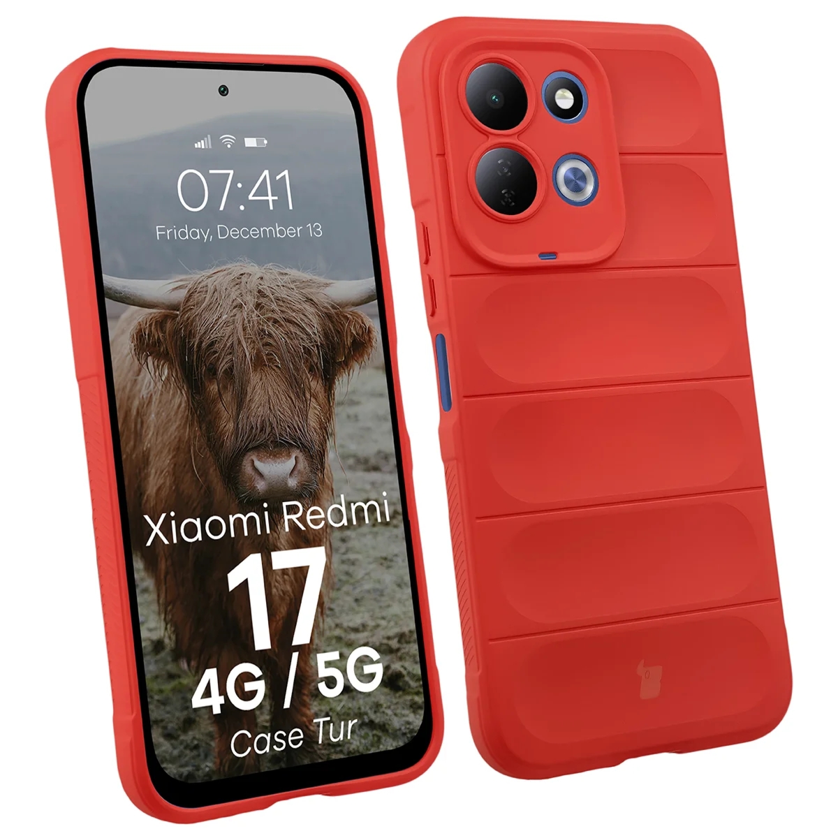 Pancerne etui Bizon Case Tur do Xiaomi Redmi 17 4G/5G, czerwone
