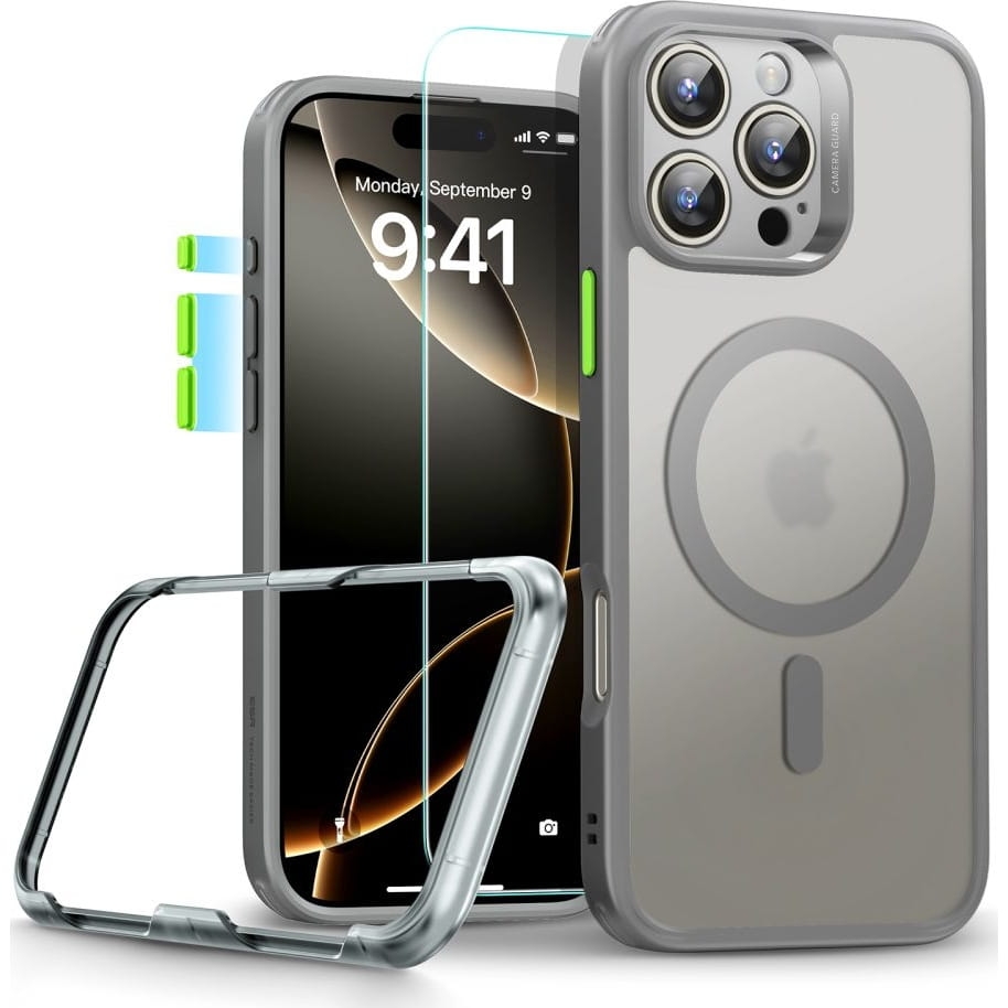 Image of Zestaw etui + szkło, ESR Classic Pro Set HaloLock do iPhone 16 Pro do MagSafe, półprzezroczysto-szare