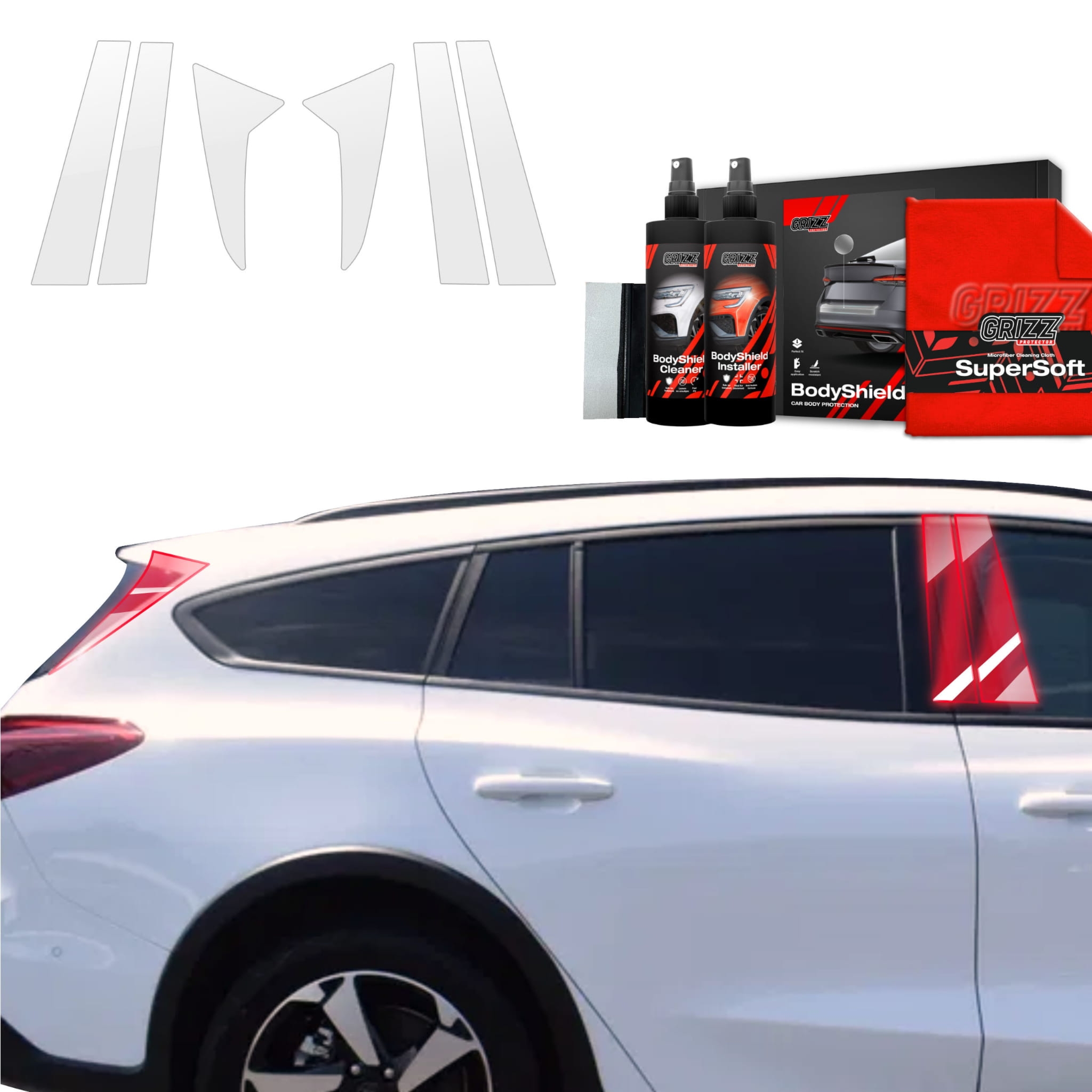 6w1 Folia ochronna na słupki Grizz Protector do Ford Focus Active X Kombi Facelift (2021-2025)