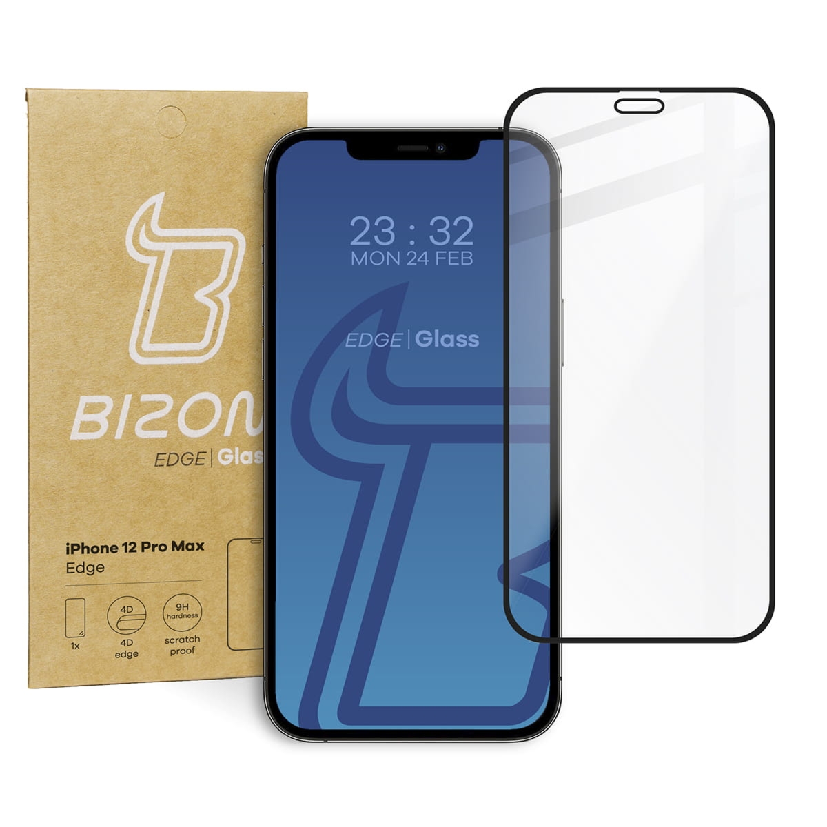 Szkło hartowane Bizon Glass Edge do iPhone 12 Pro Max, czarne