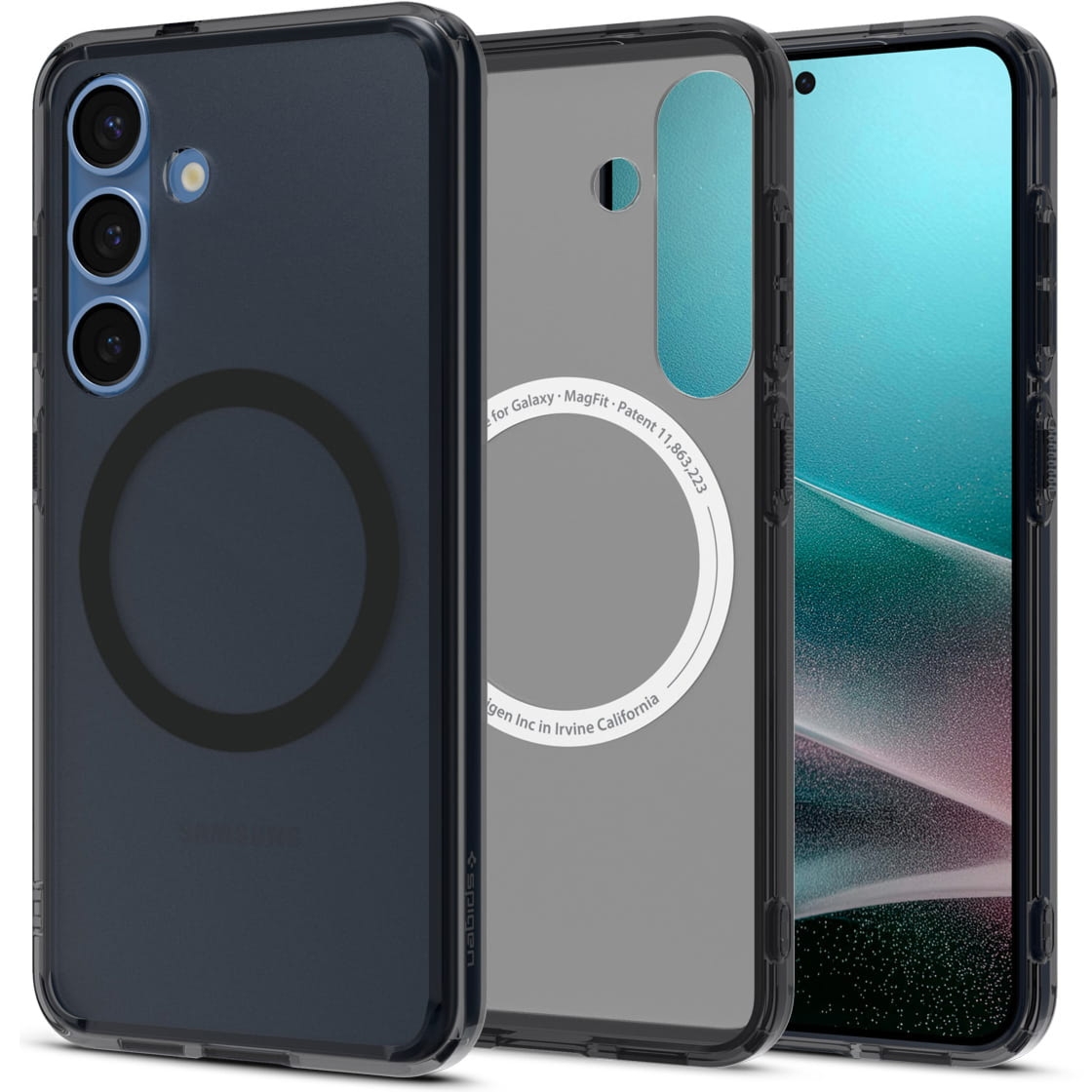 Etui Spigen Ultra Hybrid Mag do MagSafe do Galaxy S25, półprzezroczysto-czarne