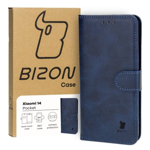 Image of Etui z klapką Bizon Case Pocket do Xiaomi 14, granatowe