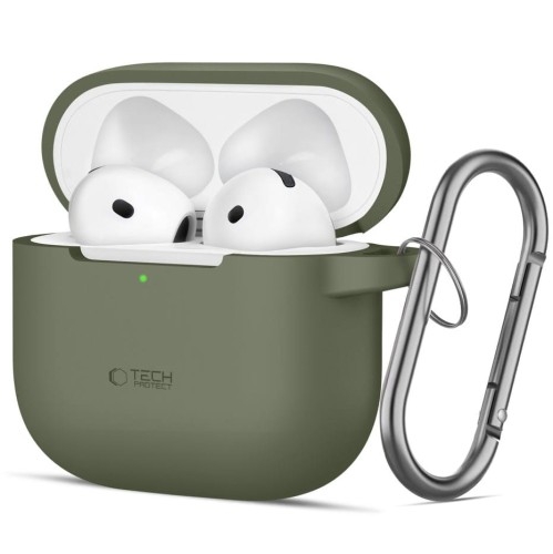 Image of Etui Tech-Protect Silicone Hook do Apple AirPods 4, zielone