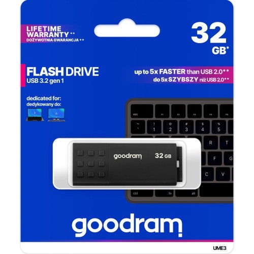 Image of Pendrive USB-A 3.2 Gen 1, Goodram UME3 32GB, 60MB/s, czarny