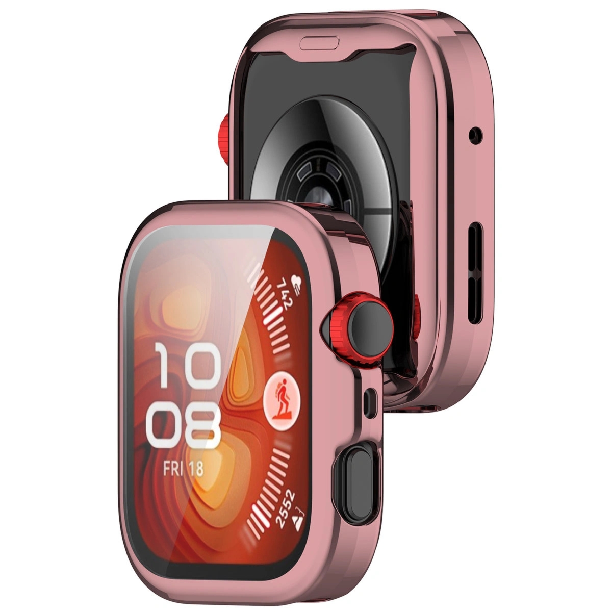Etui z osłoną ekranu Bizon Case Watch Felipe do Huawei Watch Fit 4 Pro, różowe