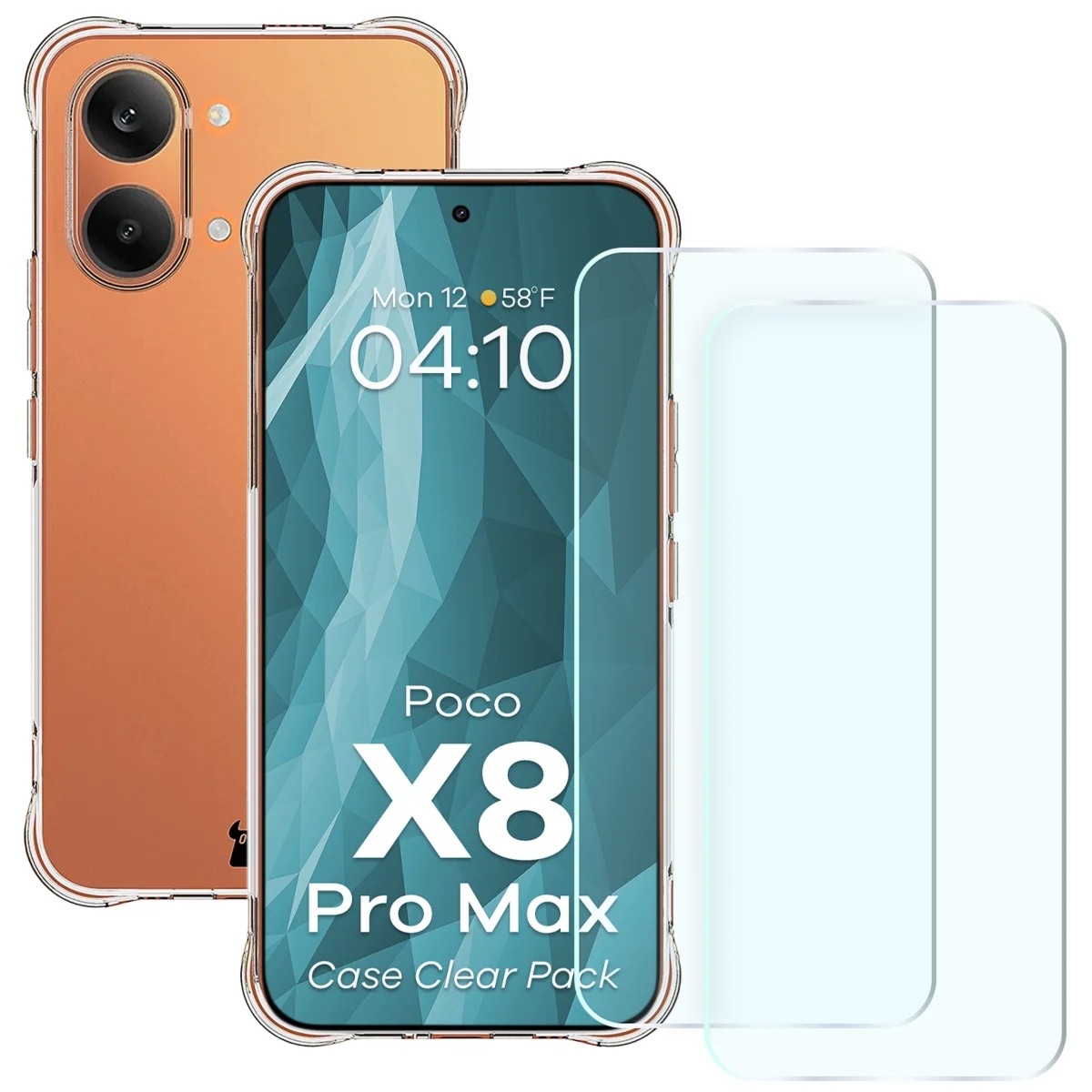 Elastyczne etui + 2x szkło hartowane Bizon Case Clear Pack do Xiaomi POCO X8 Pro Max