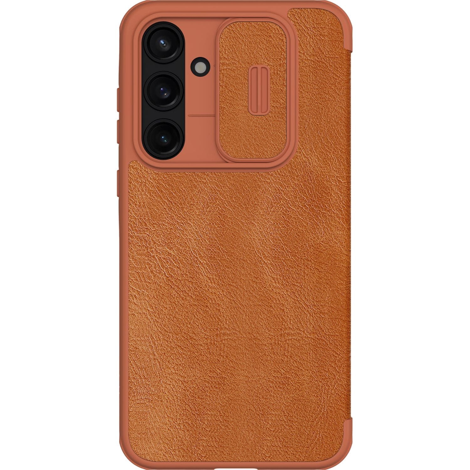 Etui z klapką i ochroną aparatu Nillkin Qin Pro do Galaxy A55 5G, brązowy