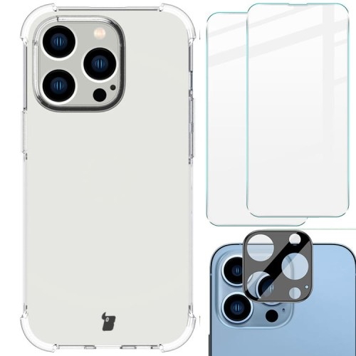 Image of Etui + 2x szkło + obiektyw Bizon Case Clear Pack do iPhone 14 Pro, przezroczyste