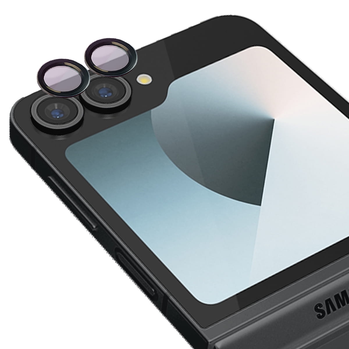 Szkło hartowane na aparat Bizon Glass Snap Lens do Galaxy Z Flip6, 1 zestaw, czarna ramka