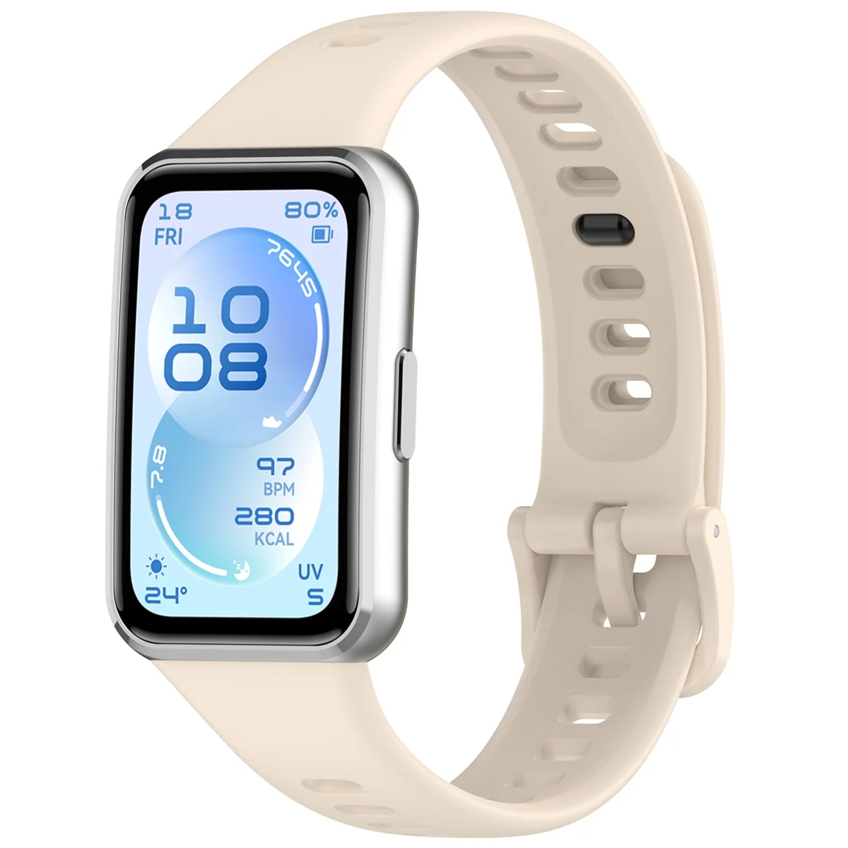 Silikonowy pasek Bizon Strap Watch Silicone do Huawei Band 11 / 11 Pro, beżowy