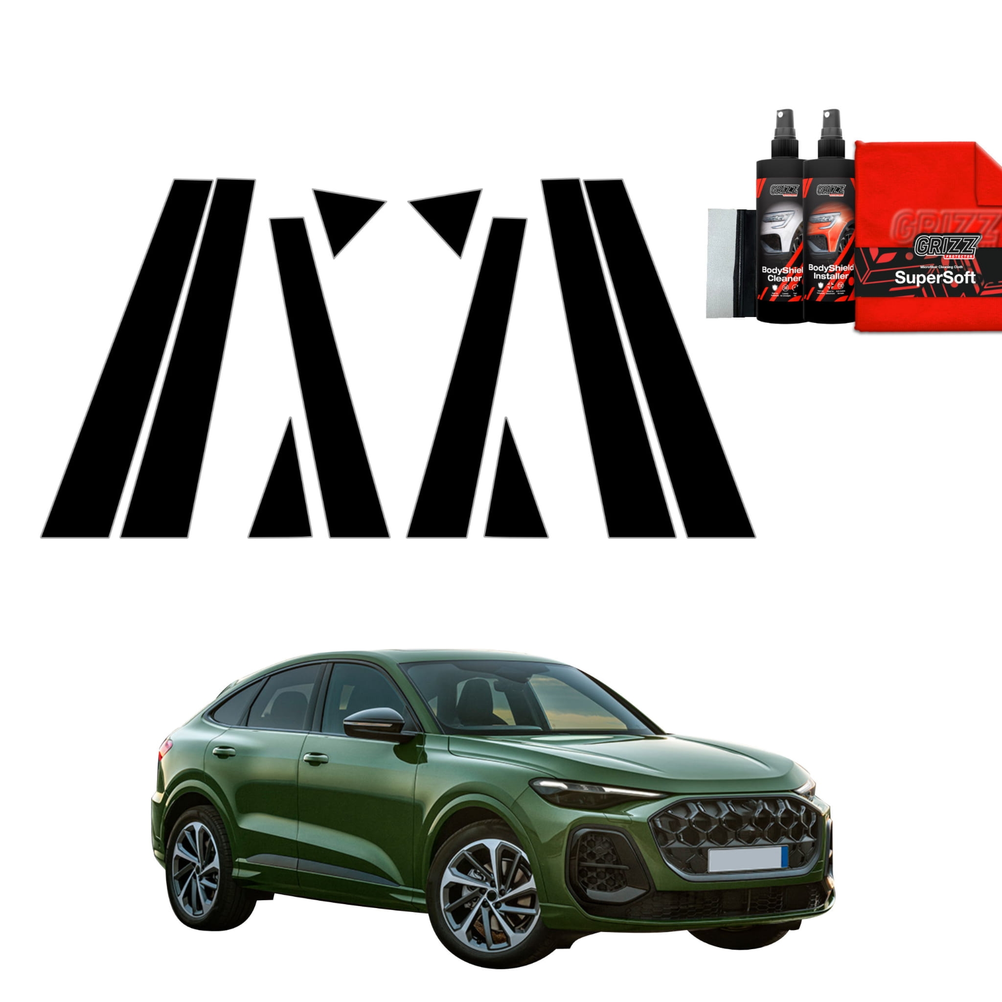 10w1 Czarna folia Grizz Protector na słupki do Audi Q5 Sportback (2025-2026)