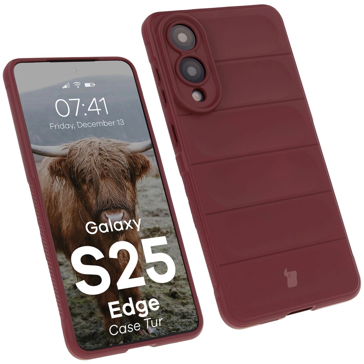 Image of Pancerne etui Bizon Case Tur do Galaxy S25 Edge, burgundowe