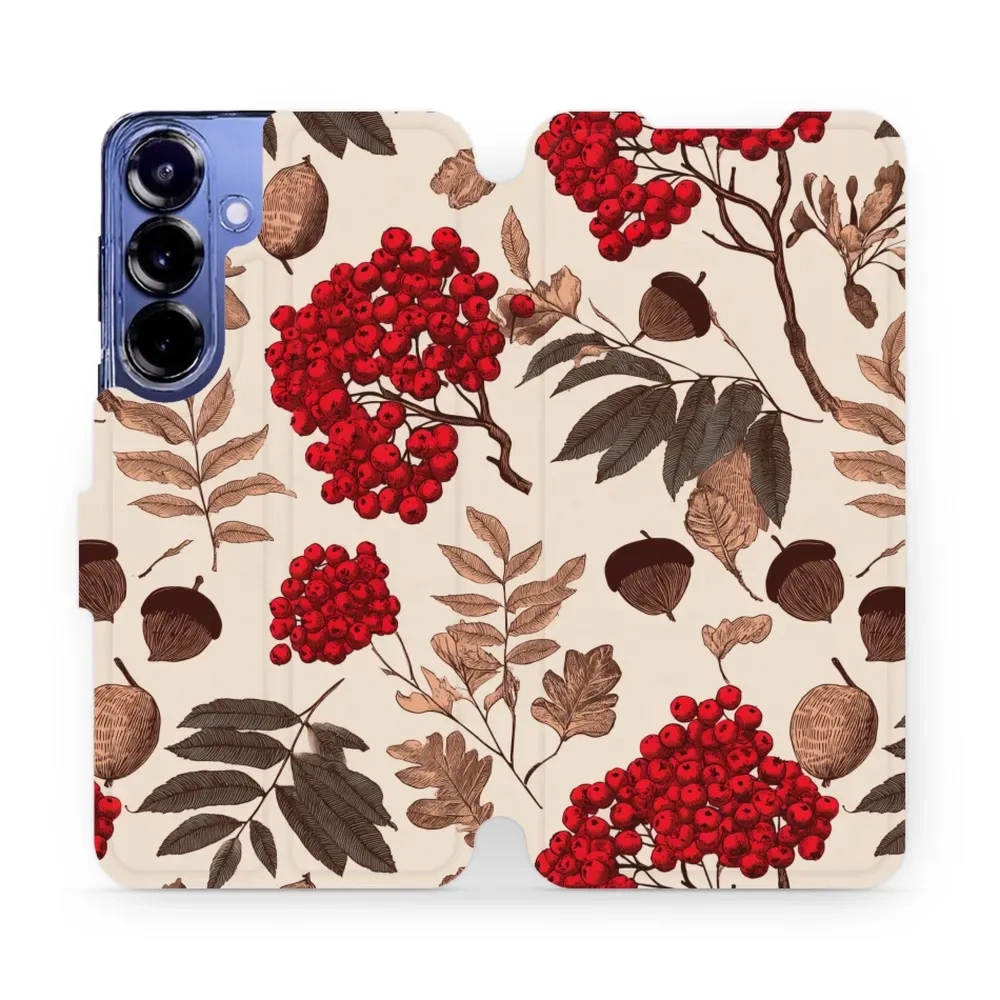 Etui z klapką do Galaxy S25 Plus, Mobiwear Book, jarzębina na ecru