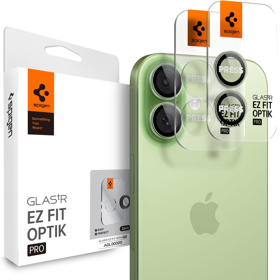 OUTLET: Szkło na aparat Spigen Glas.tR Ez Fit Optik Pro 2-Pack do iPhone 17 / 16 Plus / 16, czarno-zielone