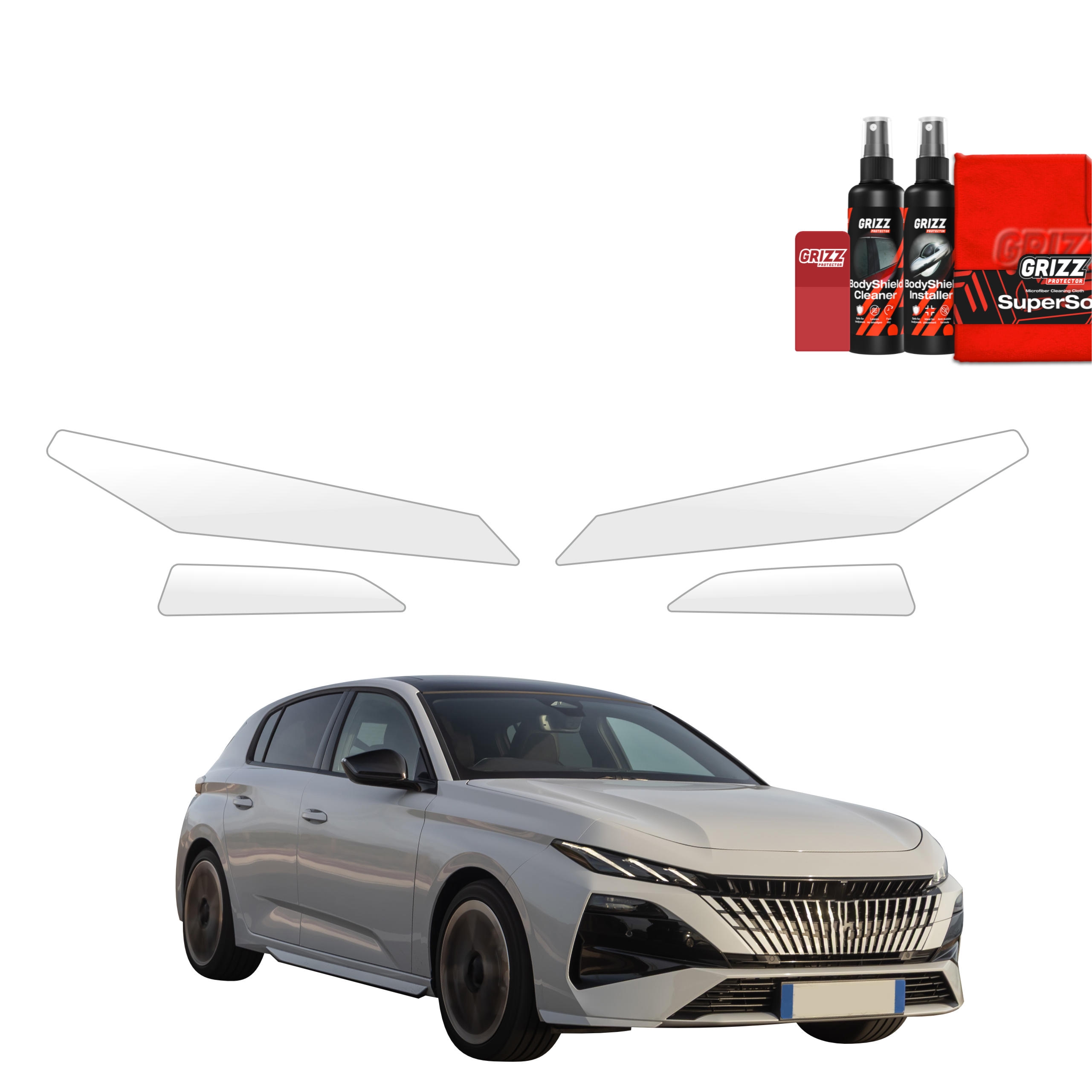 4w1 Bezbarwna folia ochronna Grizz Protector na lampy Peugeot 308 GT Hatchback (2026)